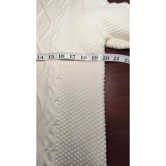 Pretty Guide Soft Cable Knit Sweater Women's Size L Cream Turtleneck Long Sleeve - Picture 8 of 12